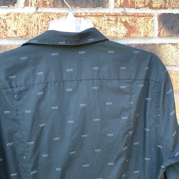 3/$20 H & M Black LS Dress Shirt w/ glasses design - Picture 11 of 13
